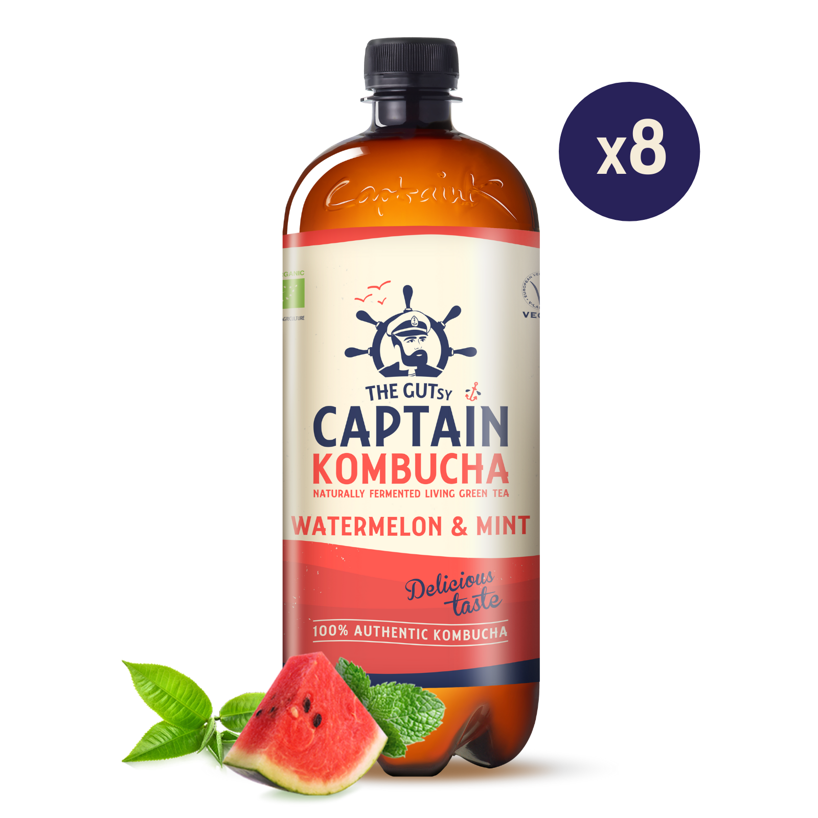 GUTsy Captain Kombucha - Wassermelone und Minze 8 x 1L